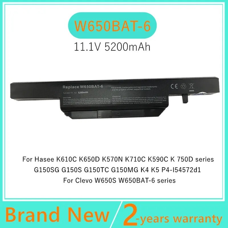 6 เซลล์แบตเตอรี่แล็ปท็อปสําหรับ Clevo W650BAT-6 6-87-W650-4E42 K590C-I3 K610C-I5 K570N-I3 K710C-I7 G