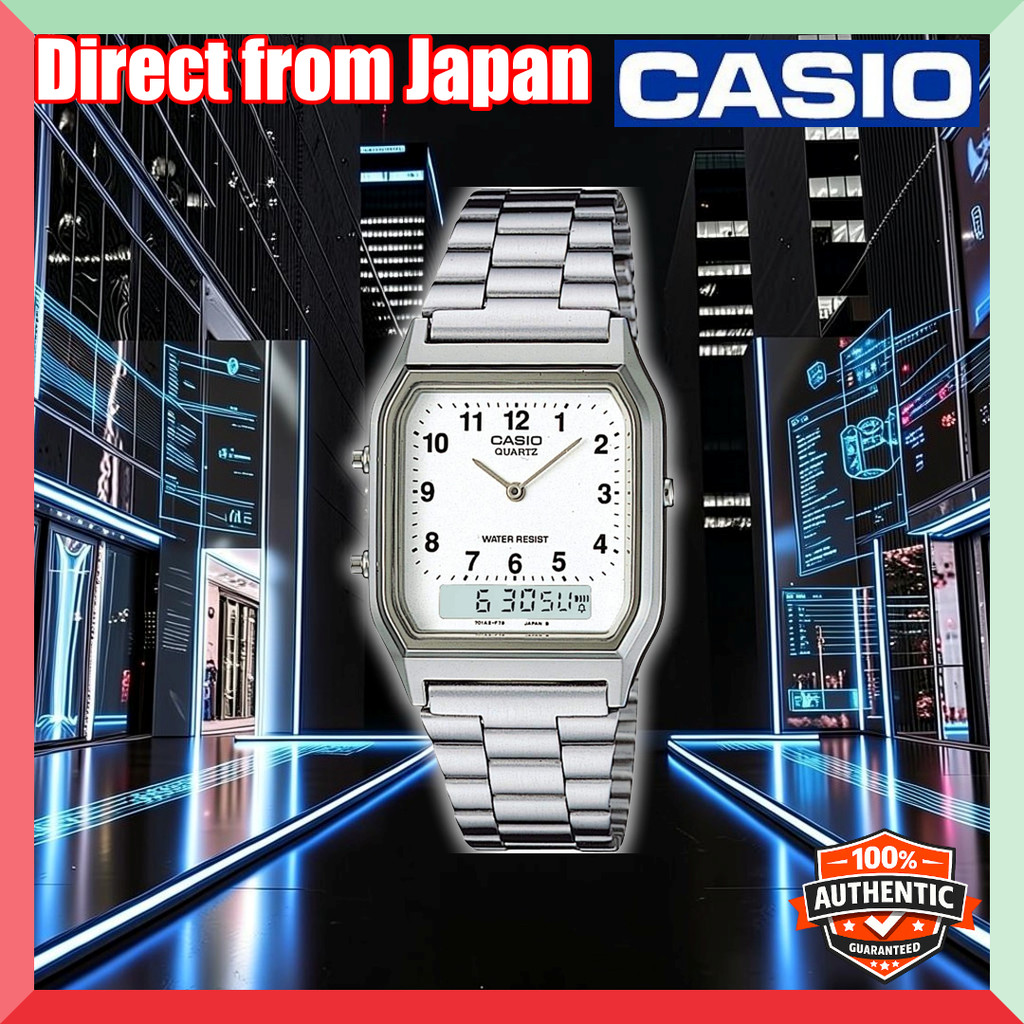 Casio Ana-Digi Quartz Men's Watch AQ-230A-7B Silver Overseas Model [Parallel Import] นาฬิกาผู้ชาย 【D