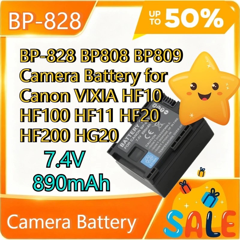 7.4V 890mAh BP-828 BP808 BP809 แบตเตอรี่กล้องสําหรับ Canon VIXIA HF10 HF100 HF11 HF20 HF200 HG20 + U