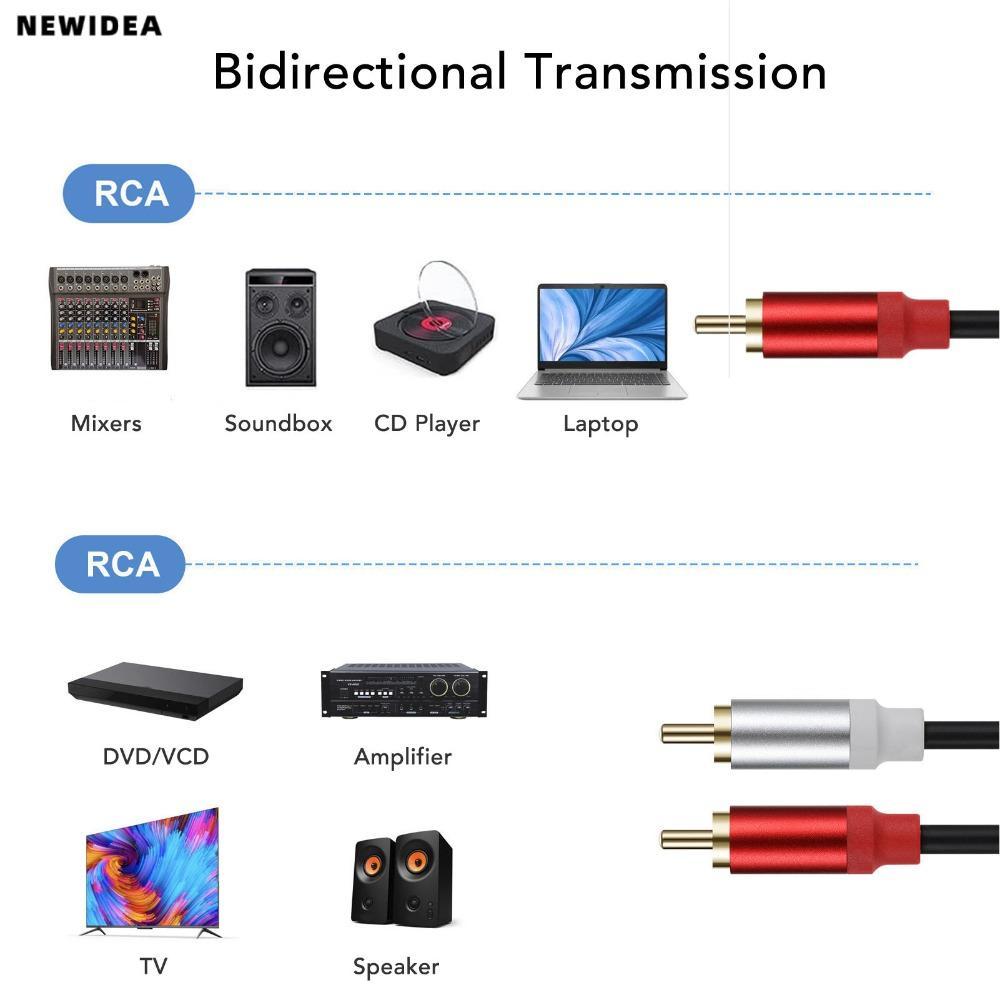 NEWIDEA 2PCS สายสัญญาณเสียงชายกับชาย, 1 RCA ถึง 2 ชาย RCA 11.8in RCA Y Splitter สาย, ซับวูฟเฟอร์แบบย