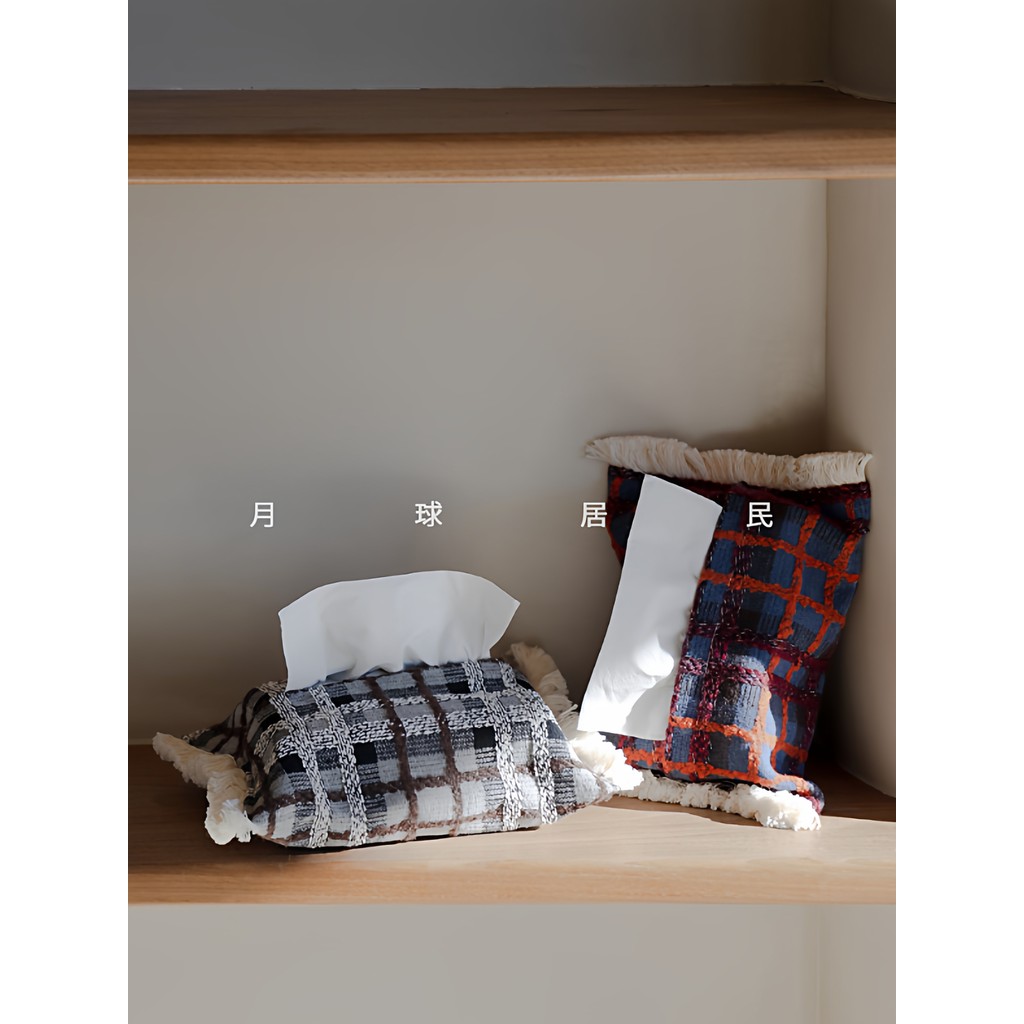 [Moon Residents] California Sunset Original Woolen Plaid Tissue Bag Box Coffee Table Bed Storage Bag