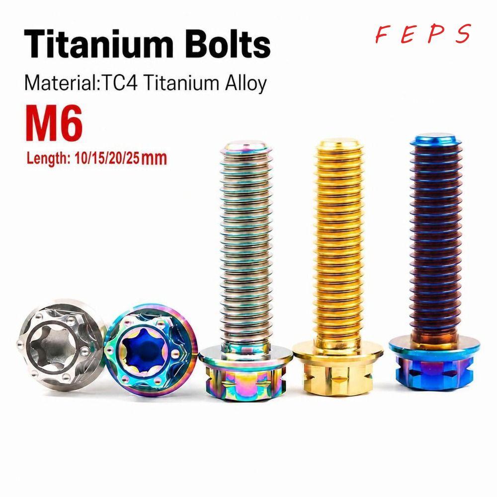FEPS Flange Torx Bolt, M6 GR5 Titanium Alloy Titanium Bolt, กันสนิมหลายสี Fairing Bolt