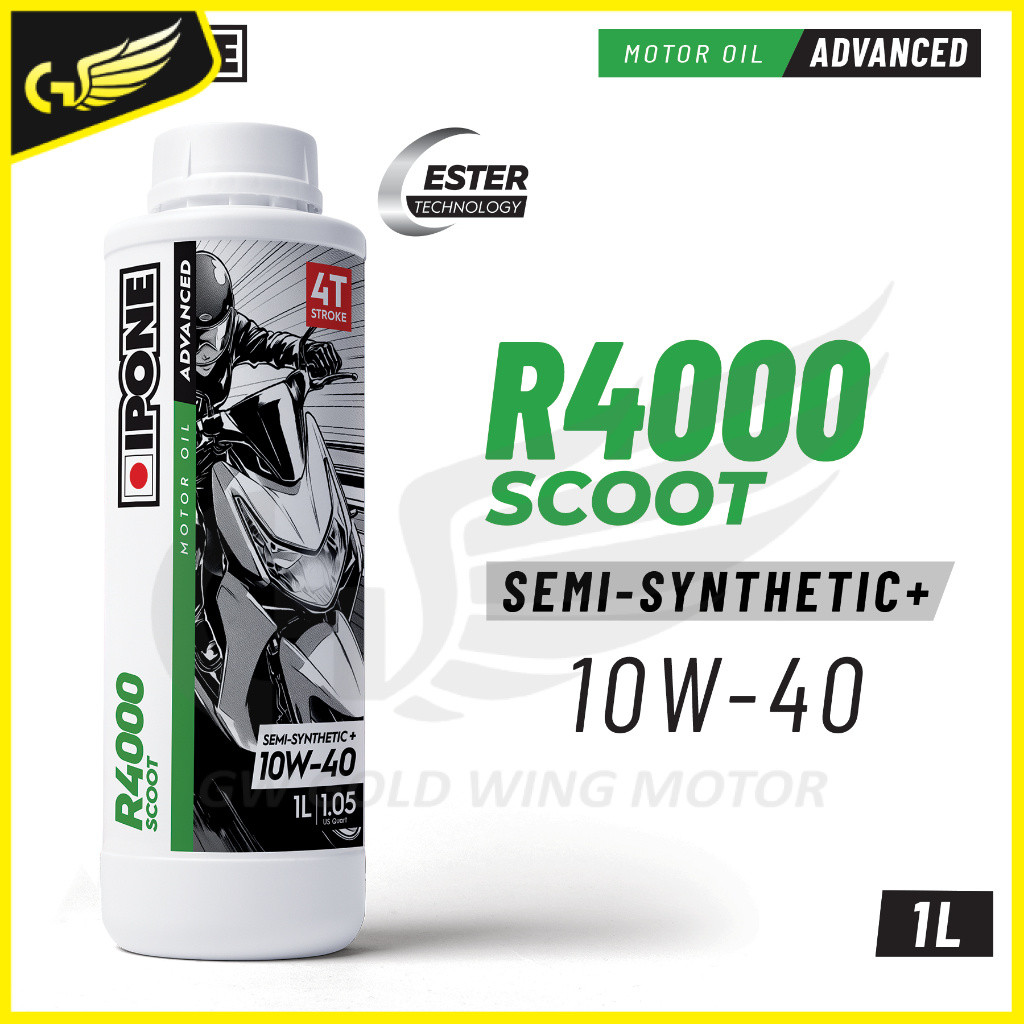 IPONE R4000 Scoot 4T 10W40 น้ํามันสกู๊ตเตอร์เครื่องยนต์ Semi-Sintetik (1L)