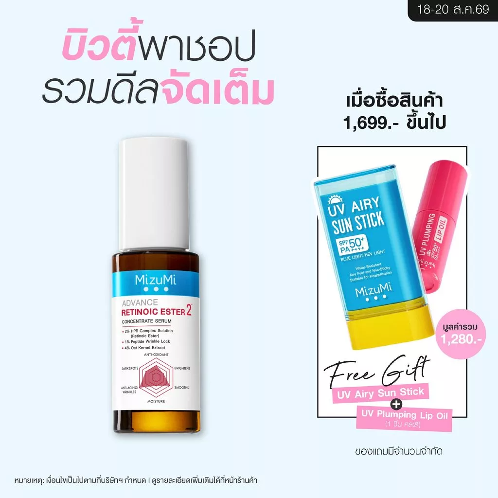 [เรตินอลเจนใหม่] MizuMi Advance Retinoic Ester Serum 30 ml ลดเลือนริ้วรอย ผิวเฟิร์มกระชับ New retinol - less irritating