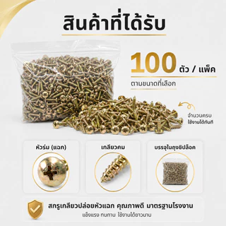 สกรูเกลียวปล่อย หัวร่ม หัวแฉก STAR ชุบรุ้ง แพ็ค 100 ตัว เบอร์ 7 8 10 เลือกความยาวได้