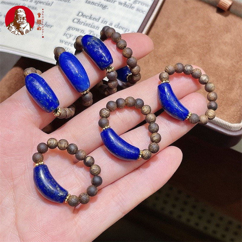 ขายร้อน Lapis Lazuli ข้อศอกลูกปัด diy แหวนสาวแหวนยืดหยุ่นวิ่งอุปกรณ์เสริมแหวน