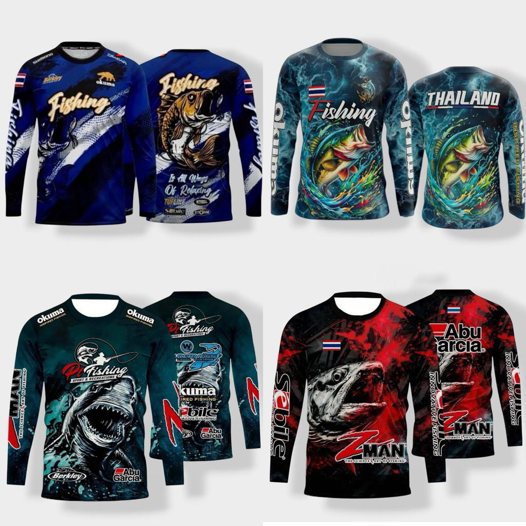 XS-6XL เสื้อตกปลาแขนยาว เสื้อกีฬาแขนยาว เนื้อผ้าดีนิ่มลื่นใส่สบาย