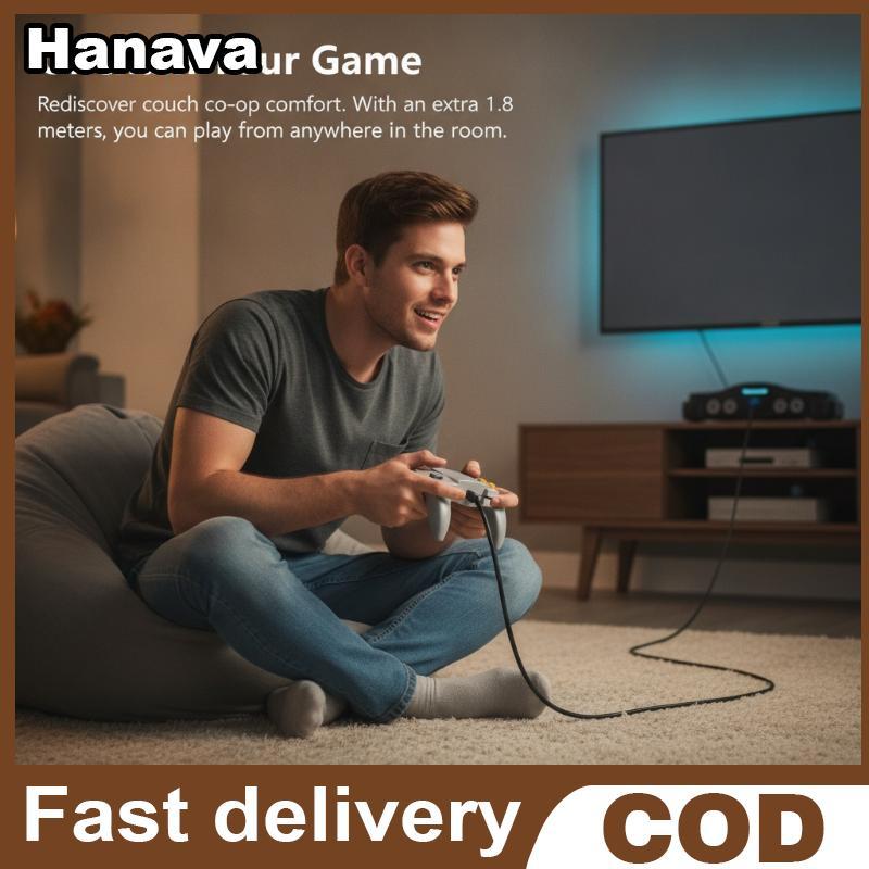 (Hanaya) 1.8m PVC N64 Controller Extension Cable สายถ่ายโอนข้อมูลความเร็วสูงสําหรับ N64 Gaming Conso