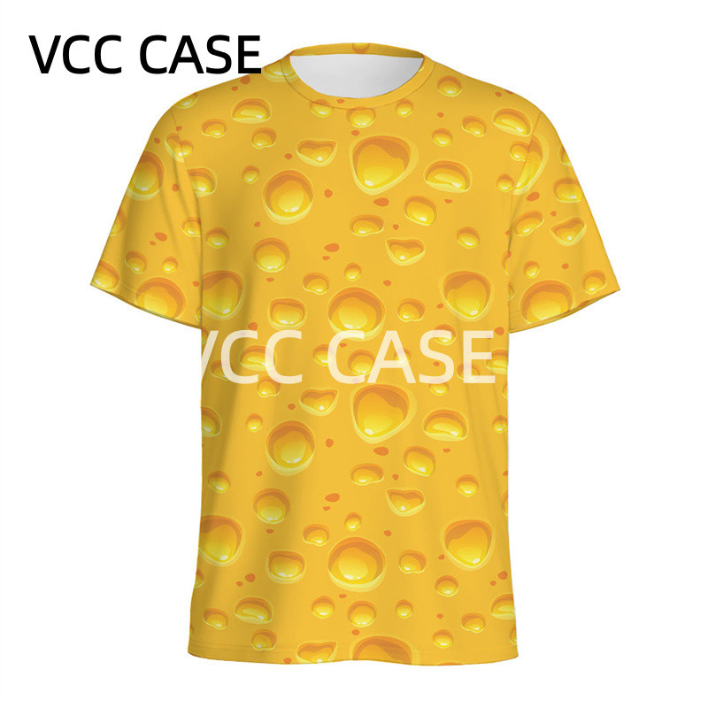 0818[Local Stock] VCC การ์ตูนชีสรูปแบบช็อกโกแลตเสื้อยืดสําหรับชายเด็ก  พิมพ์ T เสื้อฤดูร้อนหลวมเสื้อ