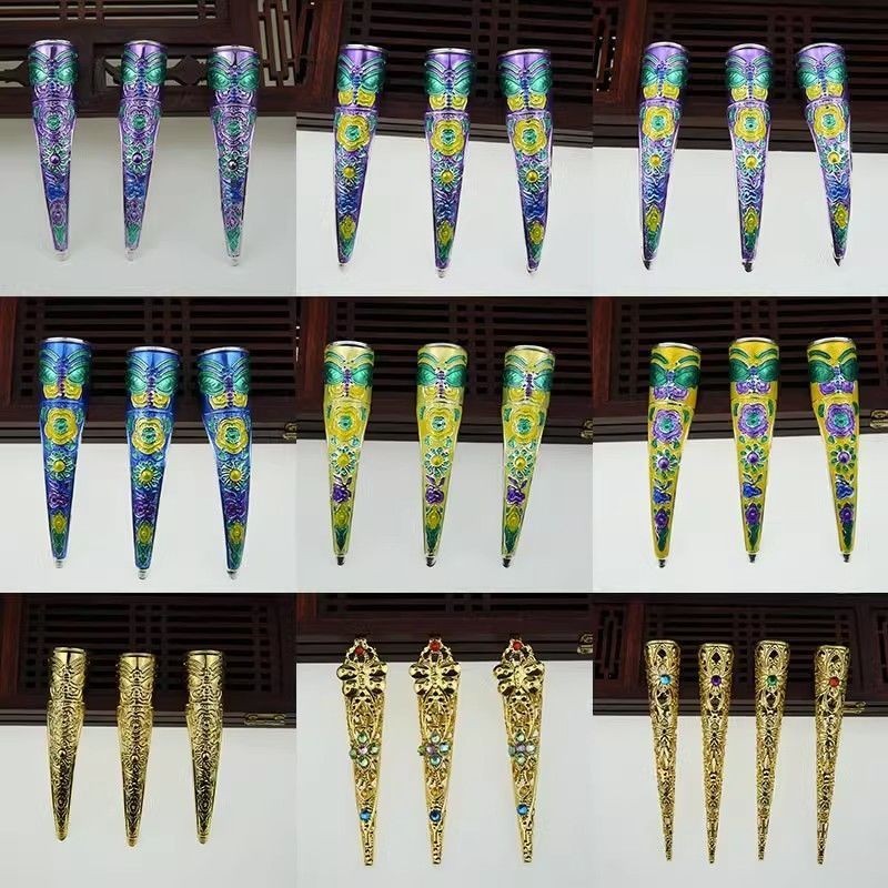 【ks1205.th】 Ancient Style Armor Set Antique Nail Court Style Finger Set Classic Joker Anti-dropping 