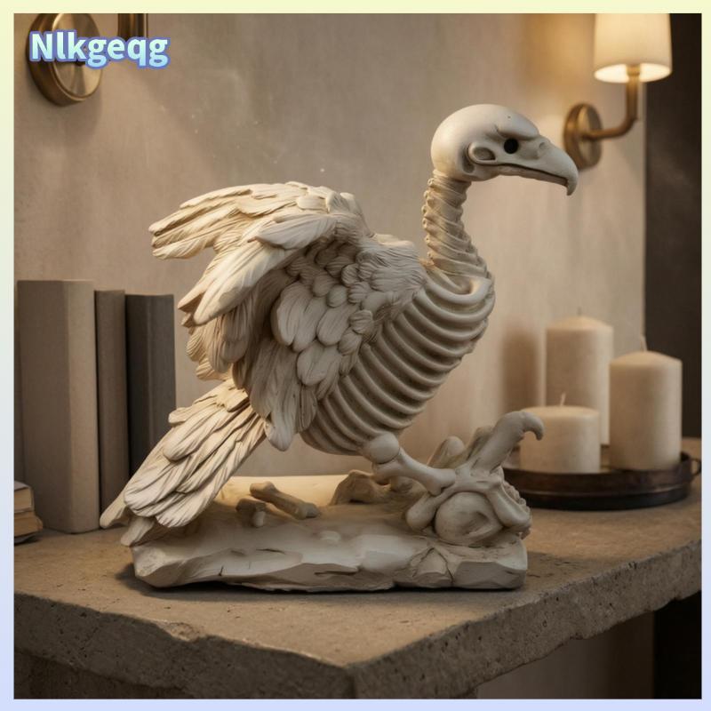 [nlkgeqg] Vulture Skeleton Sculpture Skeletal Vulture Skeleton Spooky Tabletop สําหรับ Mantel, ชั้นว