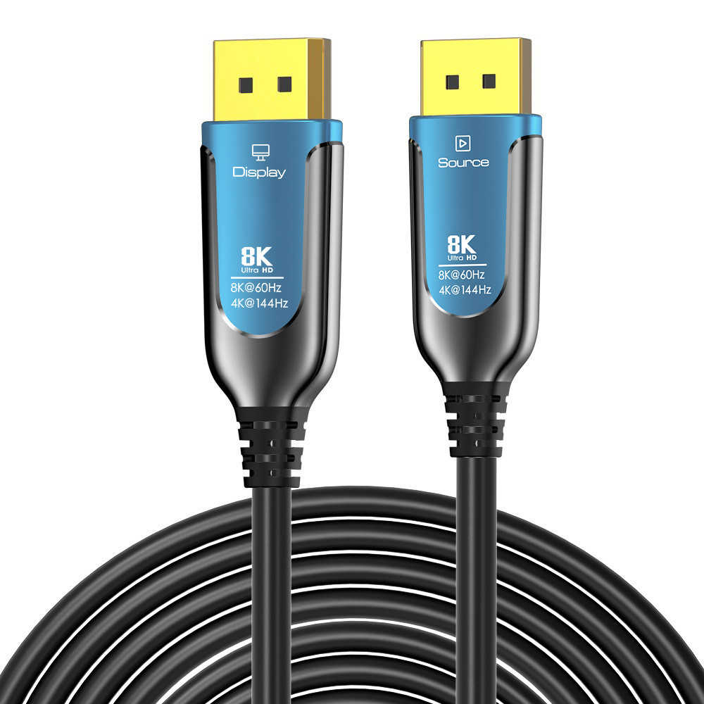 8K@60Hz DisplayPort 1.4 สายไฟเบอร์ออปติก,50m/100m ยาวระยะทางความเร็วสูง Active DP Cable, 4K@144Hz, 2