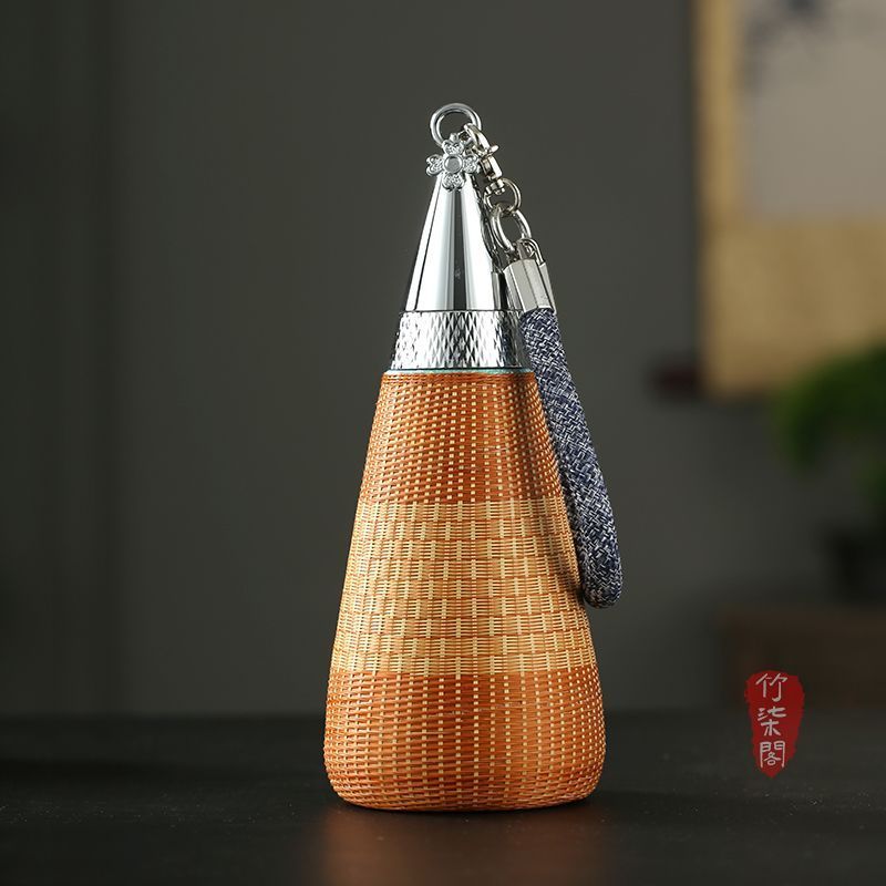 High-value Handmade ไม้ไผ่ผ้าไหมไม้ไผ่ทอ Pure Titanium Goddess Thermos ถ้วย oball Titanium Cup Trave
