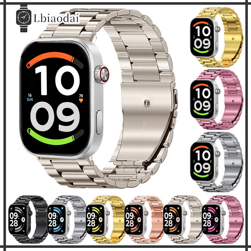 สายรัดสแตนเลส for Redmi Watch 6 Active/Lite/ 6 5 4 / Mi Band 10 9 Pro 8 Pro สายพานโลหะที่ปรับได้อุปกรณ์เสริมที่ปรับได้