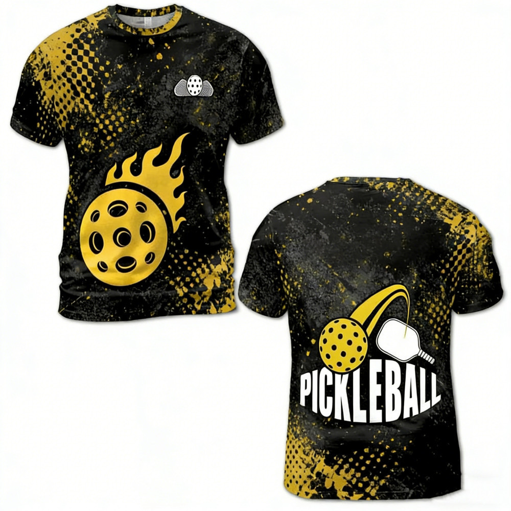 จุดขายร้อนPickicleball 3D Sublimation Loose Quick Dry เสื้อยืดแขนสั้นกีฬา Unisex