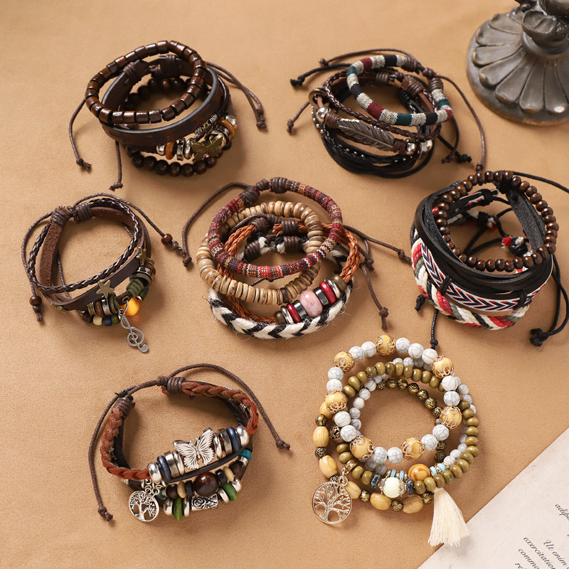กําไลข้อมือ coquette bracelet สร้อยข้อมือหลายชั้นถักย้อนยุค ซอก