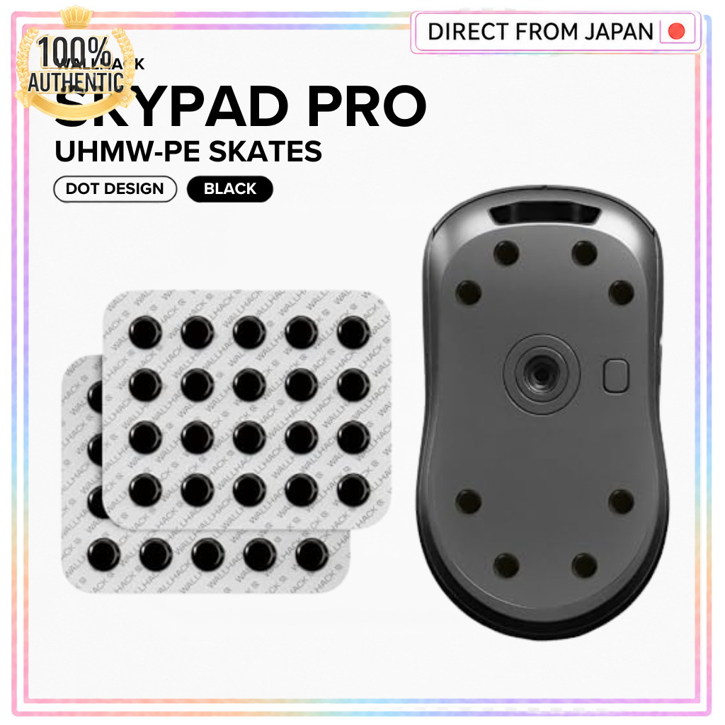 Wallhack SkyPAD Pro UHMW-PE Mouse Skates, Dot Design, Black