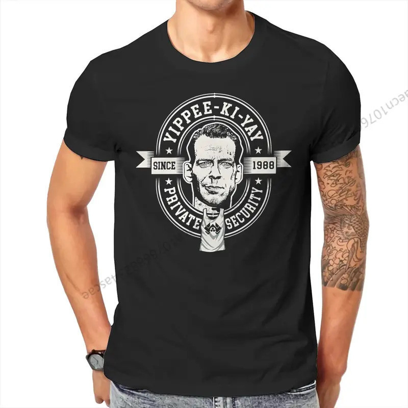 เสื้อยืด Die Hard Yippee Ki Yay สำหรับผู้ชาย เสื้อยืดผ้าฝ้ายสำหรับผู้ชาย