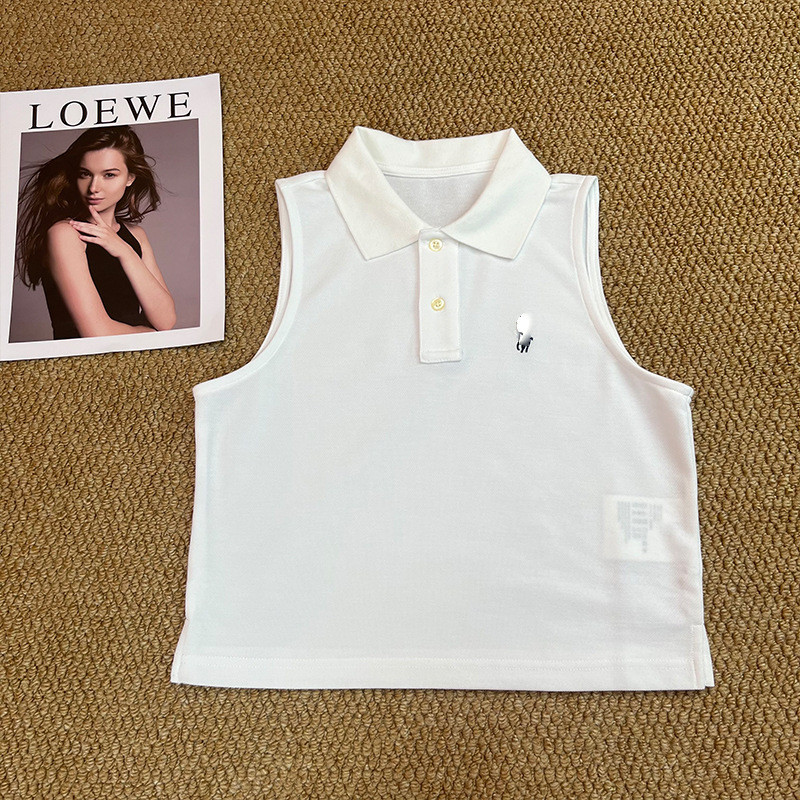 GNWH RL// New casual fashion2026Summer women's trendy sleeveless cotton embroidered tank top with co
