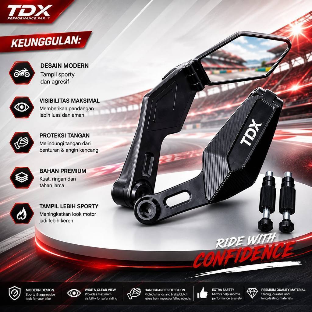 TDX H3545 UNIVERSAL Automatic TRAIL Bike MIRROR HANDGUARD