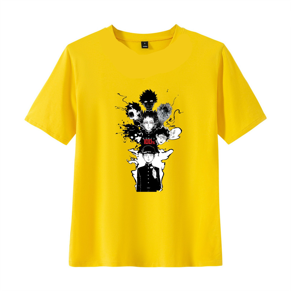 เสื้อยืดแขนสั้นเด็ก O-คอ 2D Mob Psycho 100 อะนิเมะการ์ตูนพิมพ์ด้านบนสําหรับฤดูร้อนกลางแจ้งทุกวัน Pla
