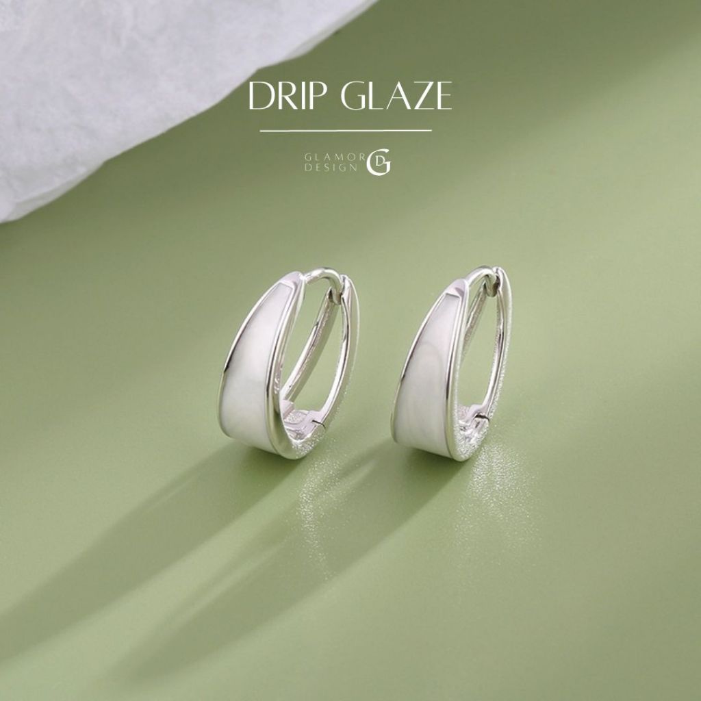 GLAMOR✨ต่างหูเงินแท้ Drip Glaze ต่างหูห่วง ต่างหูเงิน ตุ้มหูเงินแท้925 E115