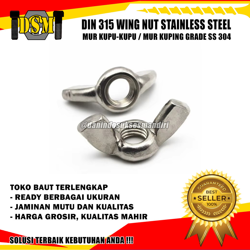 SS 304 / M3 Ear Nut / Butterfly Nut 3 MM / Wing Nut M3 Stainless Steel Pitch 0.5