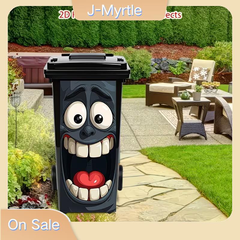J-Myrtle ตลกปากใหญ่การ์ตูน Face 2D แบนถังขยะสติกเกอร์กันน้ํา Wall Decal สําหรับ Home Gym ออกกําลังกา