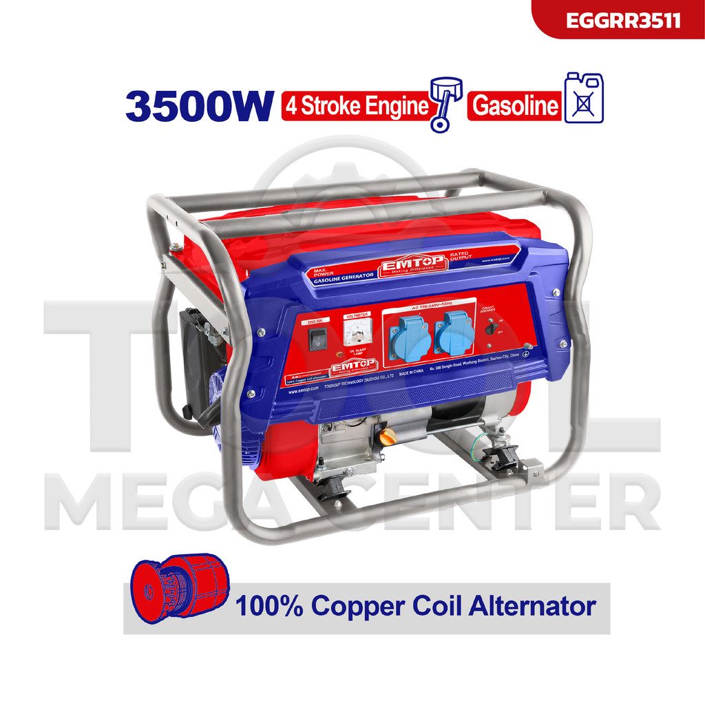 EMTOP เครื่องปั่นไฟฟ้าเบนซิน 3500W EGGRR3511