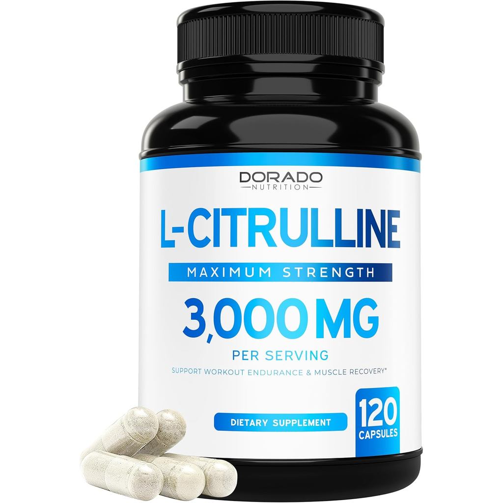 L อาหารเสริม Citruline 3000 มก. (120 แคปซูล) รองรับ L Argiine & Nitric Oxide Pills - L-Citrulline Fo