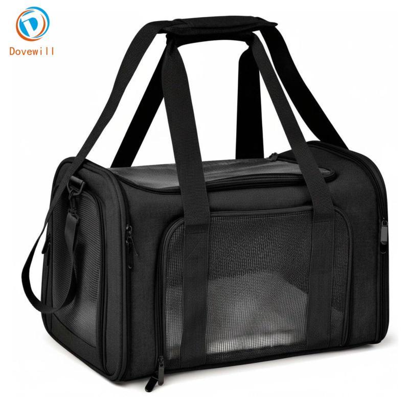 [Jzvphq] Mesh Pet Travel Carrier ออกแบบพับได้ Soft Sided Pet Black M
