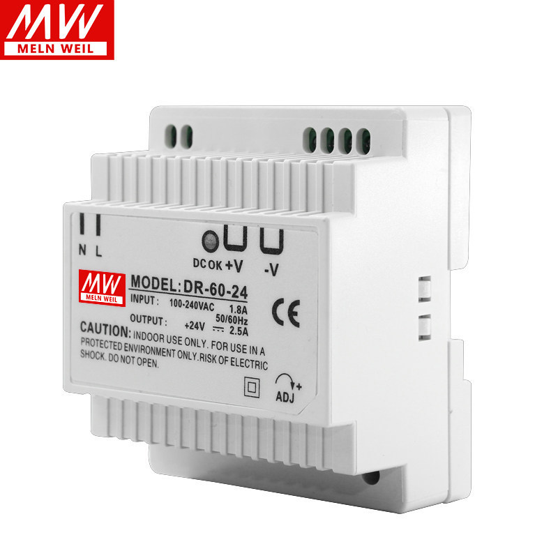 MWEV ประเภทรางติดตั้ง Switching Power Supply DR-60W-24V2.5A 15W/30W/45W 5V3A 12V5A