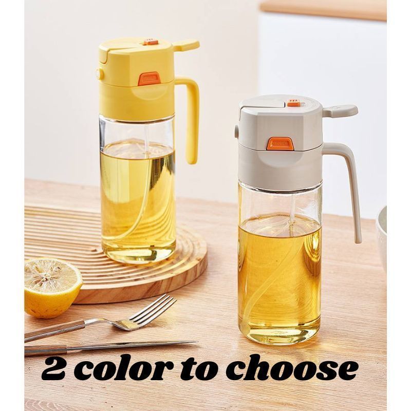 2 in 1 Oil Sprayer and Dispenser, 600ml Olive Oil Dispenser Bottle Broken Glass Oil Dispenser