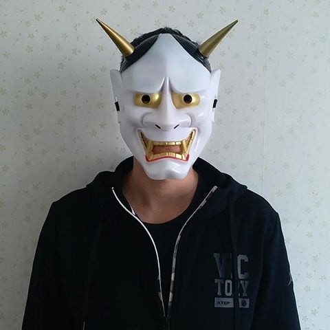 Prajna Mask Male Horror Grimace Bannow Mask Japanese Ghost Head Ghost Mask cos Props