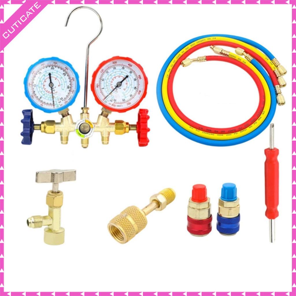 Manifold Gauge ชุดท่อสี-รหัส HVAC Manifold Gauge ชุดเครื่องมือ Precision Professional สําหรับช่าง HV