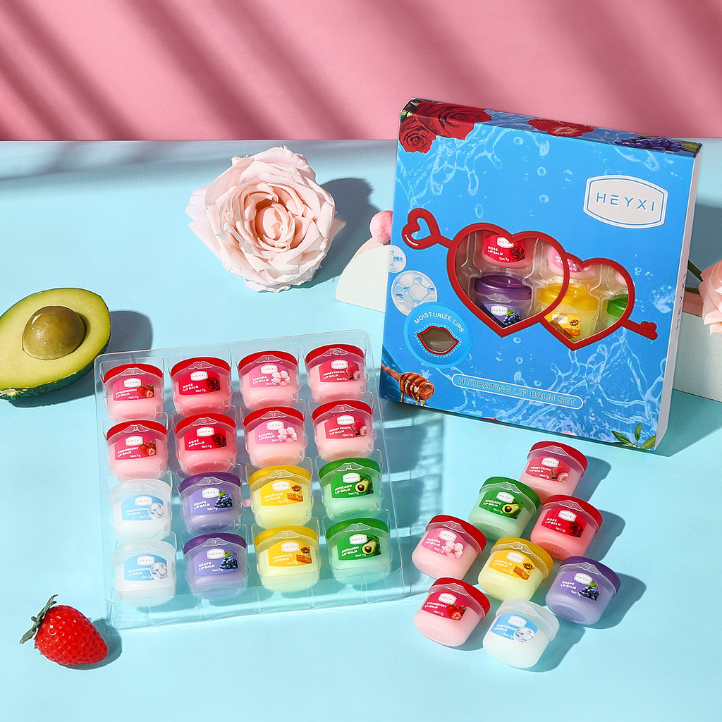 HEYXI Lip Mask Set 16 ชิ้น Day & Night Lip Care Kit Moisturizing Lip Balm Lip Treatment Set