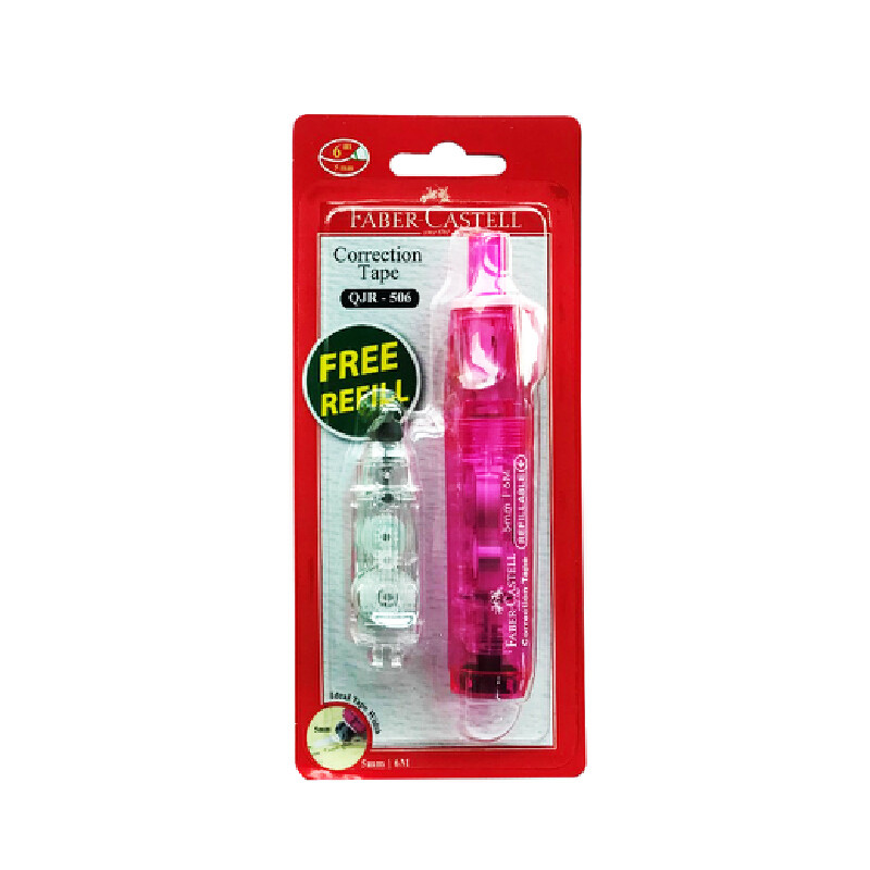 เทปลบคำผิด+รีฟิลล์ Faber-Castell QJR-506 สีชมพู 5มมx6ม.