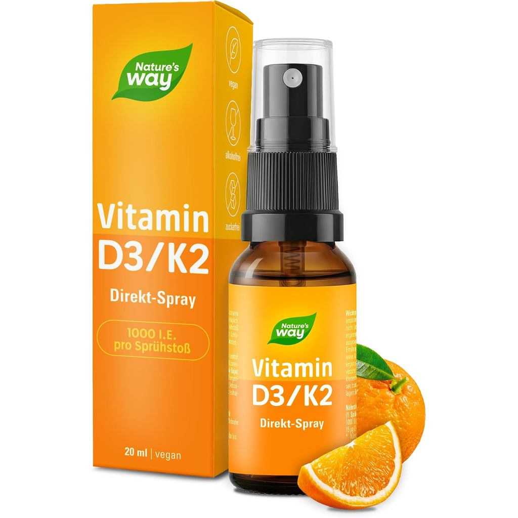 Vitamina D3 K2 สเปรย์วิตามิน D 1000 UI (25 μg) + 15 μg วิตามิน K2 MK7 por pulveriz | ซินแอลกอฮอล์ y 