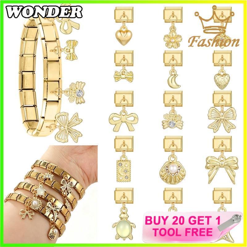 Moon ปลาดาวจี้อิตาเลี่ยน Charm สร้อยข้อมือ Fit 9 มม.สร้อยข้อมือสแตนเลสเครื่องประดับทําอุปกรณ์เสริม DIY Retro บุคลิกภาพโมดูลสร้อยข้อมือ