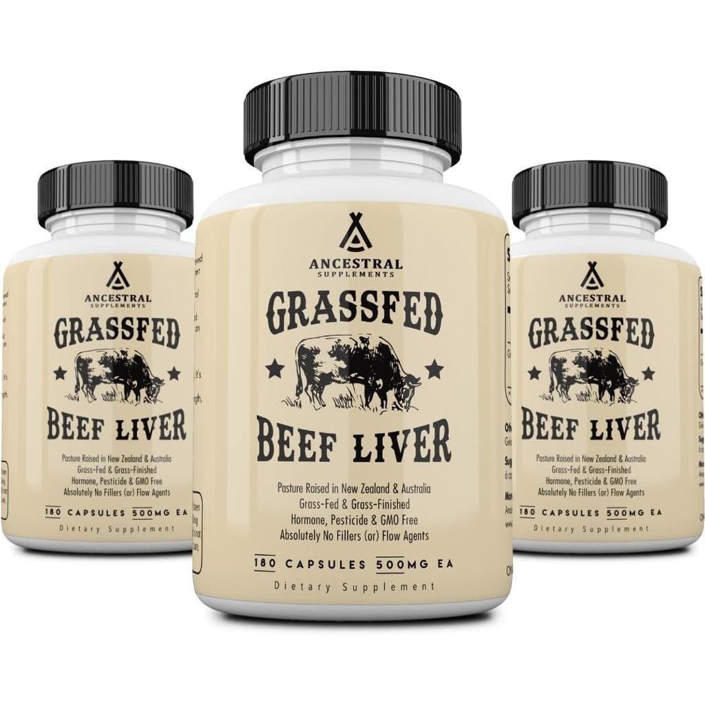 Ancestrals Grass-fed เนื้อวัวตับแคปซูลรองรับพลังงานDigestion ระบบIMMune และสุขภาพทางกายภาพ,Non-Trans