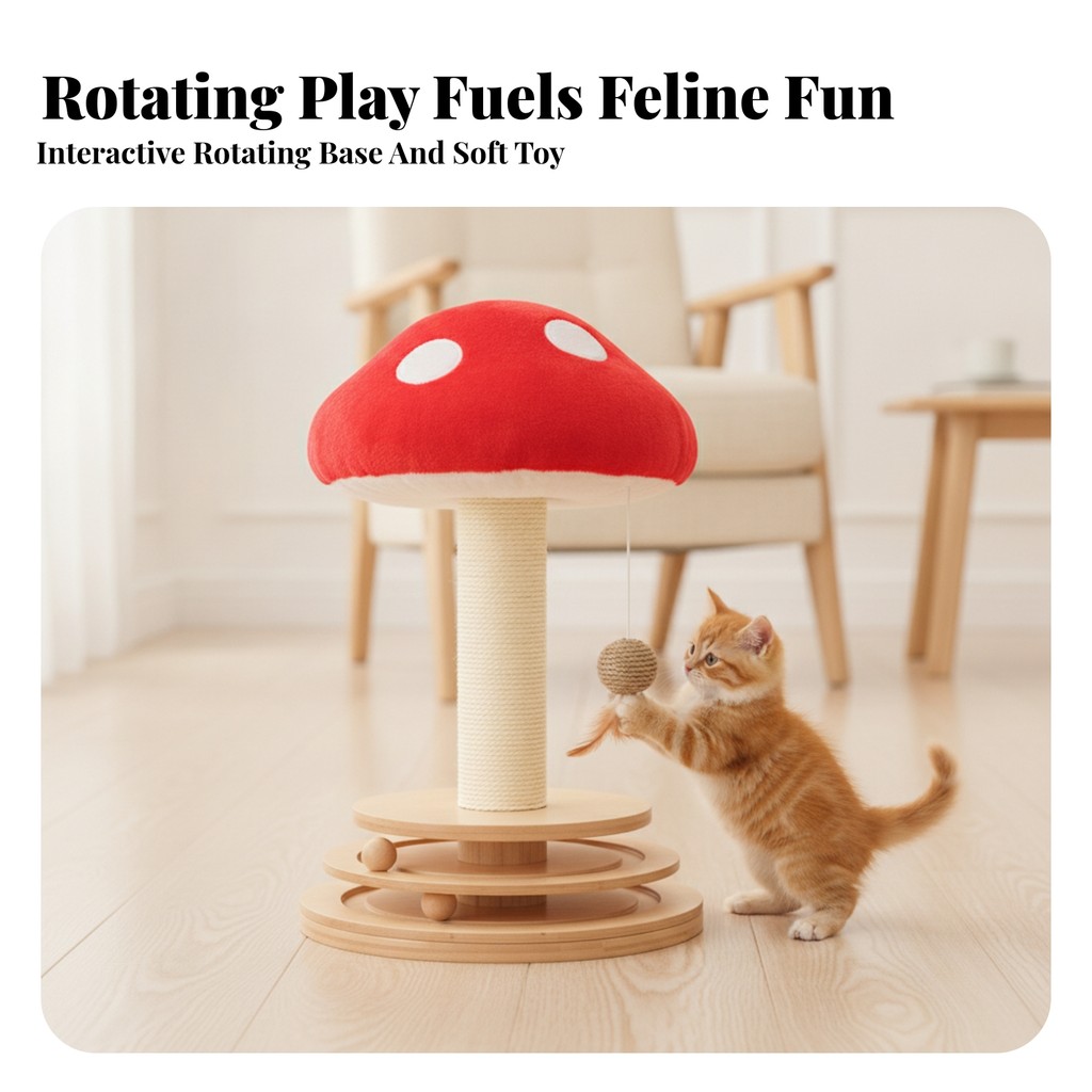 เชื้อรา Cat Scratching Post มัลติฟังก์ชั่น Cat Scratching Post พร้อม Ball Track เฟอร์นิเจอร์สัตว์เลี