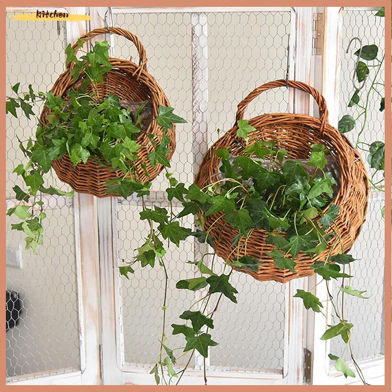 XDT Hand Made Wier หวายดอกไม้ Planter แขวนผนัง Wier Rattam ตะกร้าสวน Vine หม้อพืชผู้ถือ Wall Planter