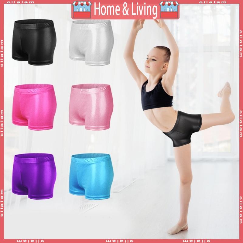 CI Stylish Bronzing Dance Pants สําหรับเด็กความยืดหยุ่นกีฬากางเกงขาสั้นทุกวัน