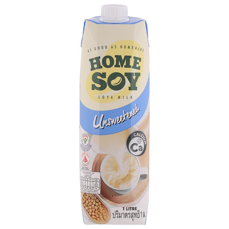 โฮมซอยน้ำนมถั่วเหลืองรสจืด 1000มล. Home Soy Soya Milk Unsweetened 1000ml.