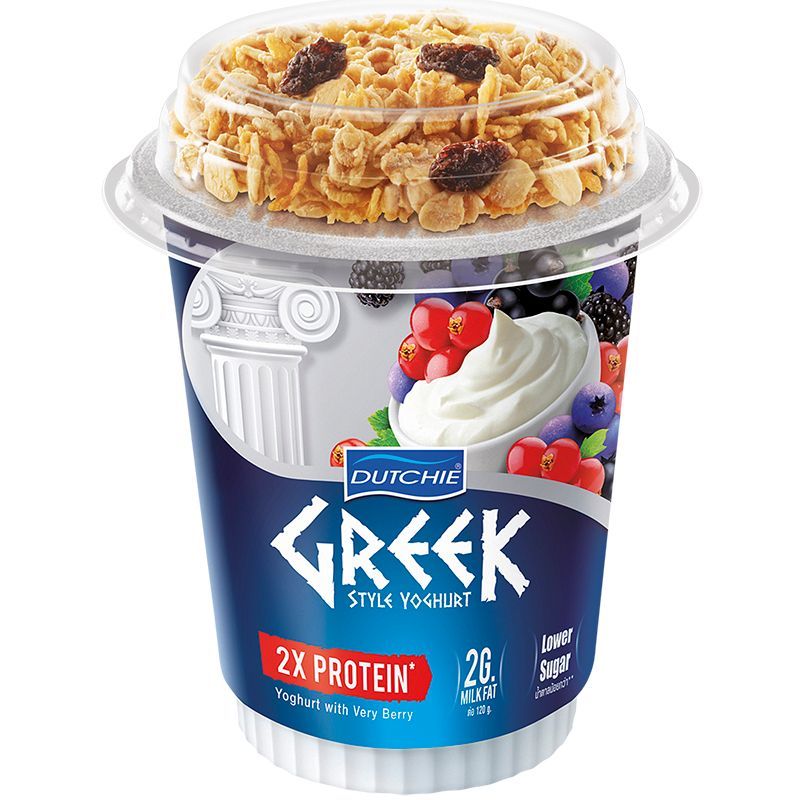 ดัชชี่กรีกสไตล์โยเกิร์ตผสมเวรี่เบอร์รี่ 120กรัม Duchie Greek Style Yogurt with Very Berry 120g.