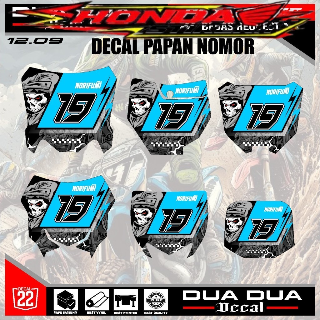 สติ๊กเกอร์แผ่นหมายเลขสติ๊กเกอร์ rbt crf150l,ktm 85,yz เก่า,yz ใหม่, RMZ, crf 250, crf450 หมายเลขขอฟร