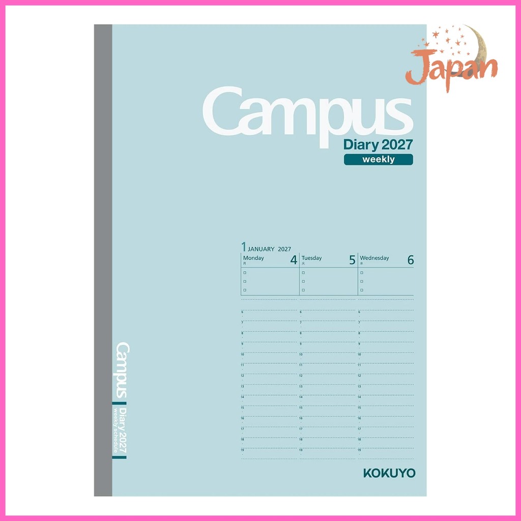 [Direct from Japan]KOKUYO Campus Diary 2027 Weekly Vertical A5 Light Green (Model No. CWVLG-A5-27) -