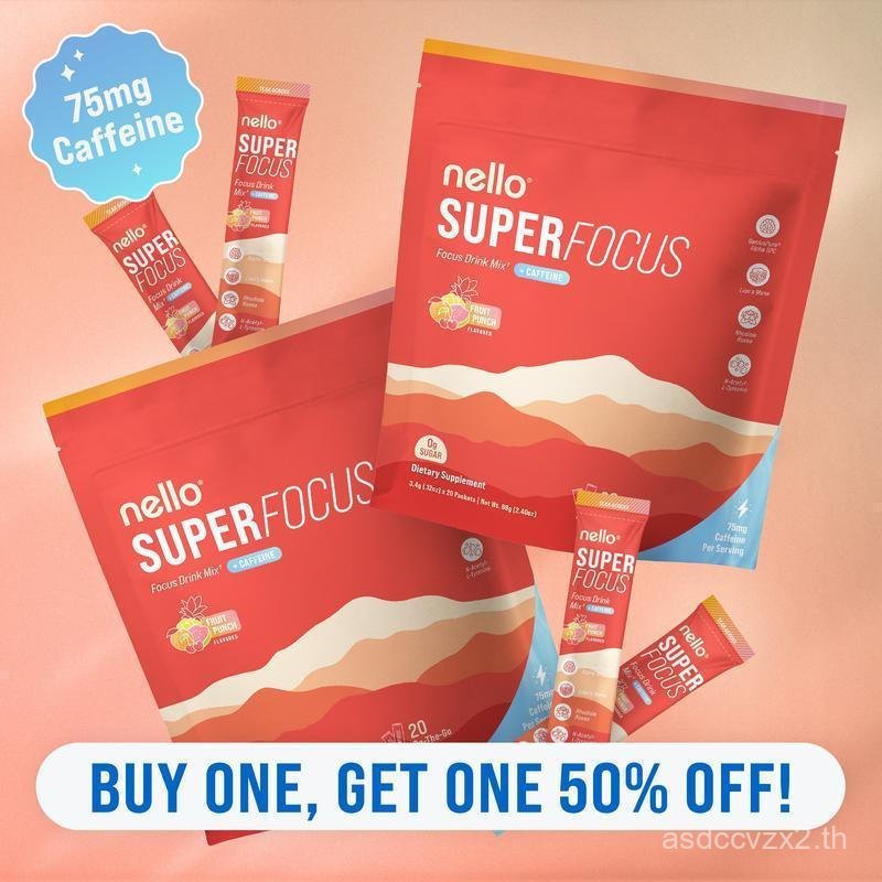 NelloSuperfocusTravelPacketsBundle(2-Pack)NootropicDrinkMixwithsMane,Rhodiola&Alpha-GPC–รองรับ,Brain