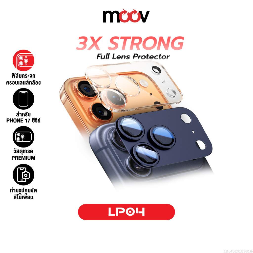 [ส่งไว] Moov LP04 ฟิล์มเลนส์กล้อง สำหรับ ไอโฟน 17 Pro Max 17 Pro 17 Air For iPhone Full Lens กันกระแ