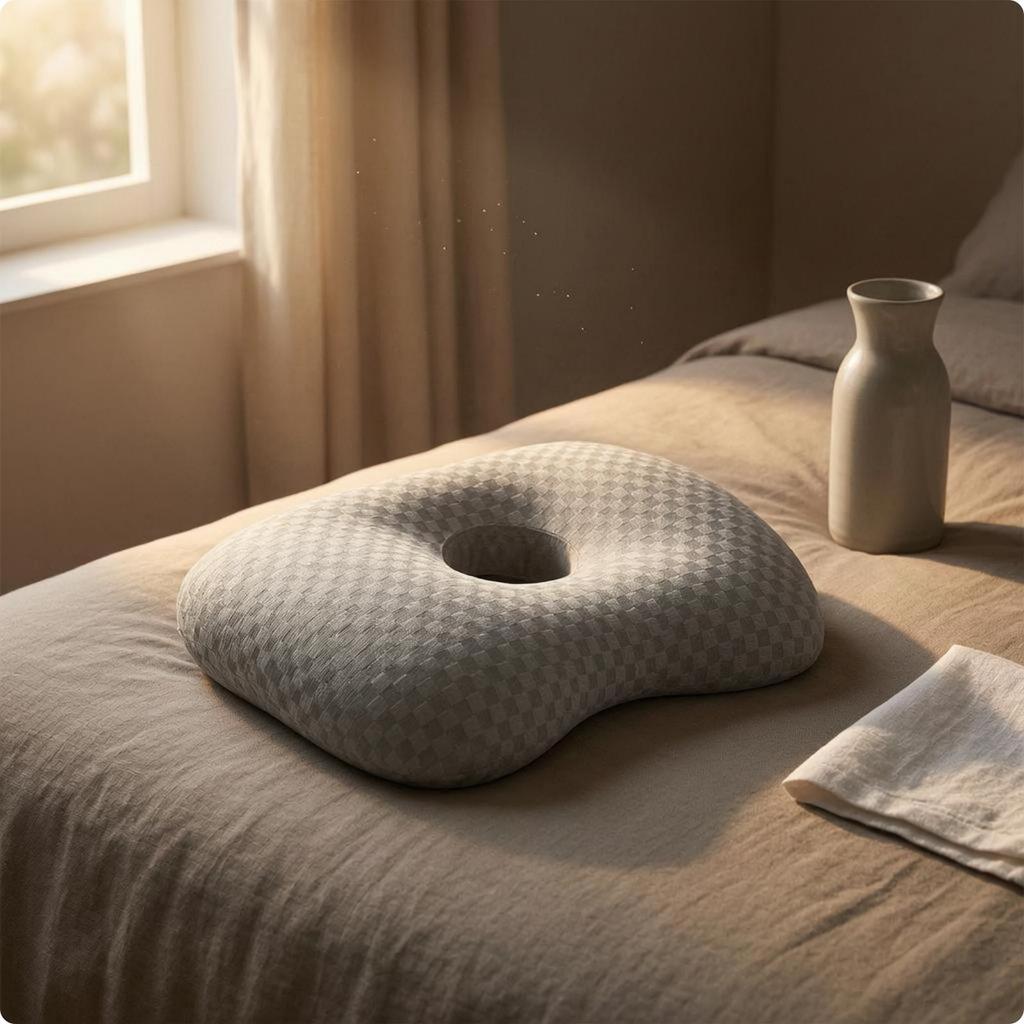 [arutoxalc] Ear Hole Pillow Soft Side Sleeper Pillow Contoured Cushion Dipped Edge